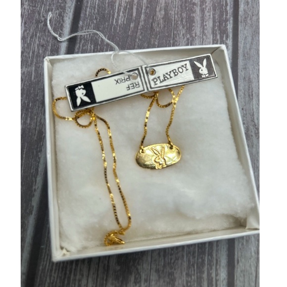 PLAYBOY RARE❗️VTG Playboy Bunny Gold Necklace with Box & Tag Collector Vintage - Picture 3 of 12